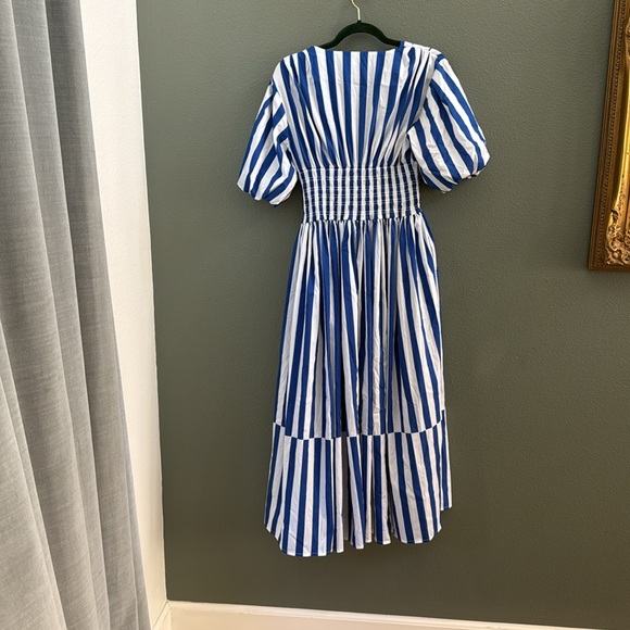 AYR The Puff Sleeve Midi Dress in Marais Blue Regatta Stripe Size S - Picture 7 of 12